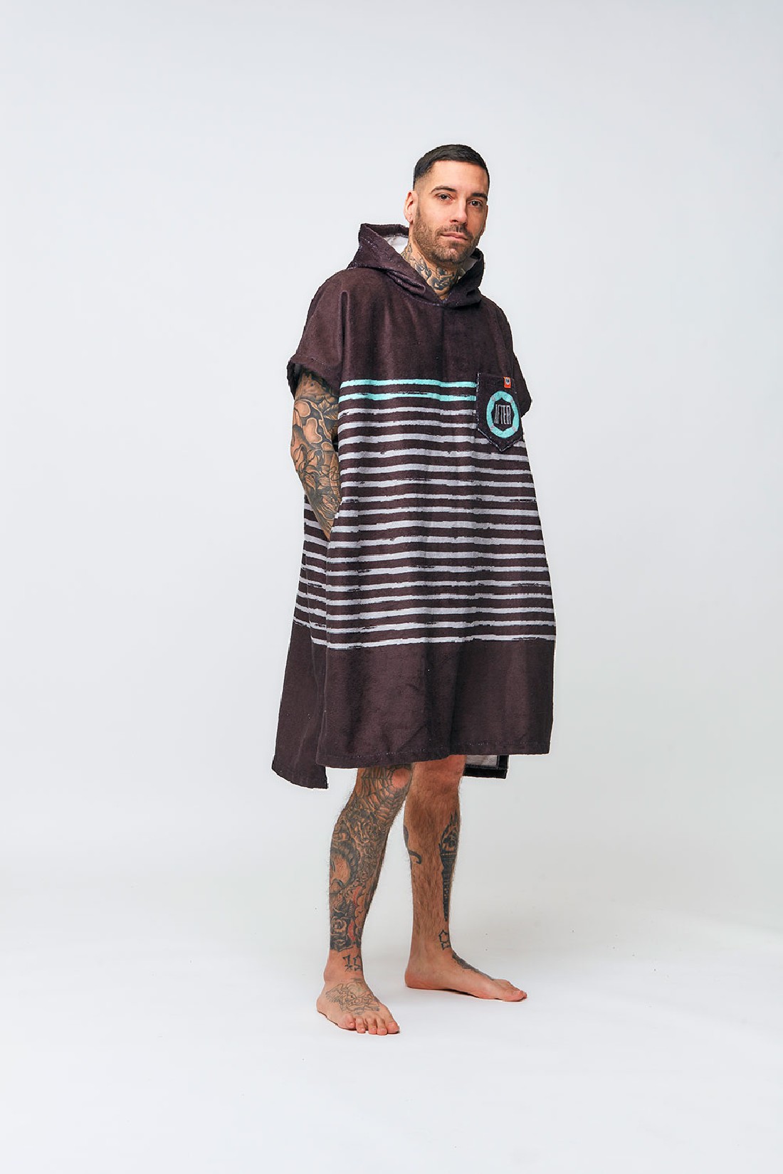 AFTER ESSENTIALS PONCHO SAILOR STRIPES - BLACK